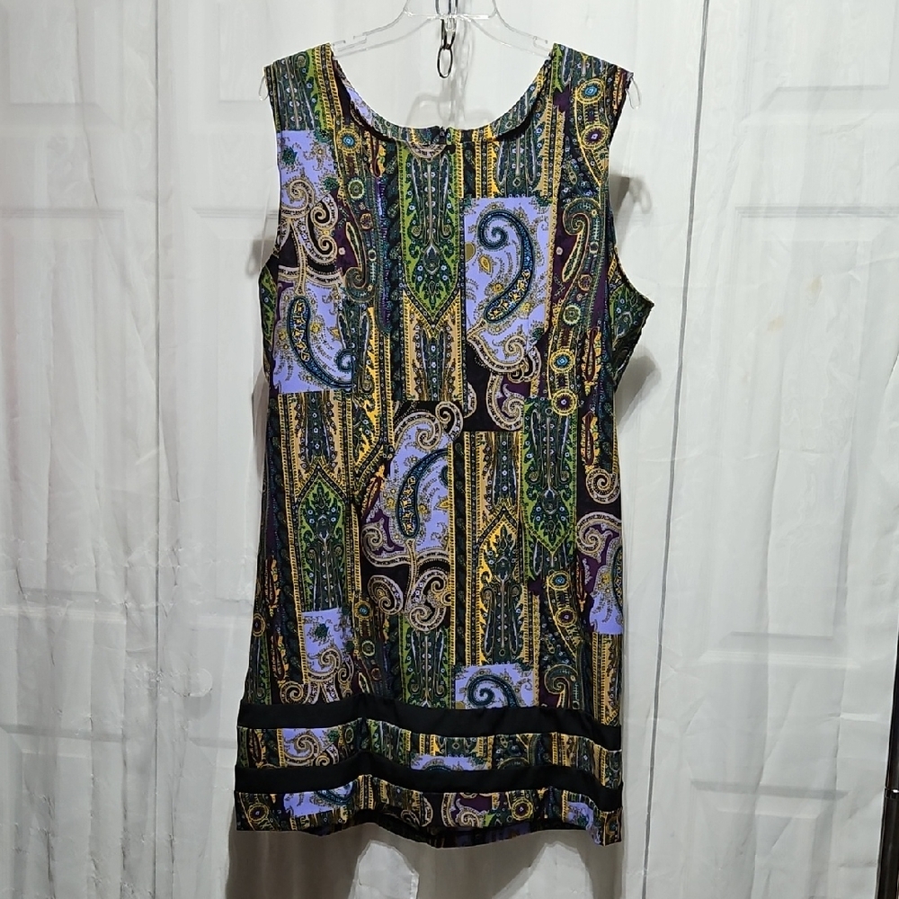AA Studio Blue Green Sleeveless Sheath Dress